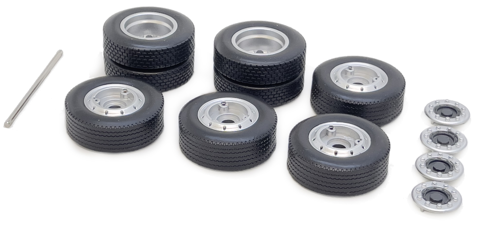 Set Scania Banden, velgen, wielkappen en as - 1:32